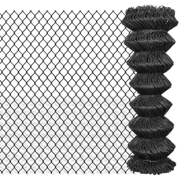 Chain Link Fence - vidaXL - Steel - 15 X 1.25 M - Grey - Weatherproof