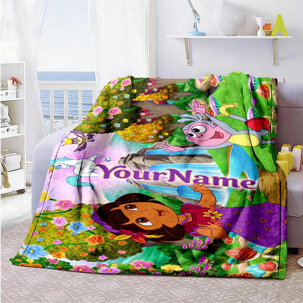 Dora Explorer Personalized Name Blanket Gift Personalized Blanket Durable Comfort Throw For Living Room Bedding Chair Sofa Four Seasons Universal