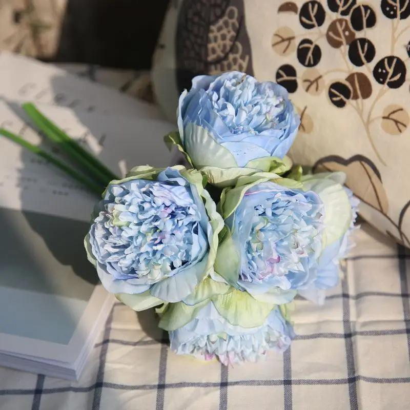 Artificial Five-Headed Peony Bouquet for Home Décor and Hand-Held Arrangements