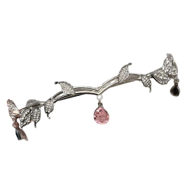 Sparkling Rhinestones Tassels Headbands with Leaf and Teardrop Design for Women Adjustable Size Lightweight Hair Accessory