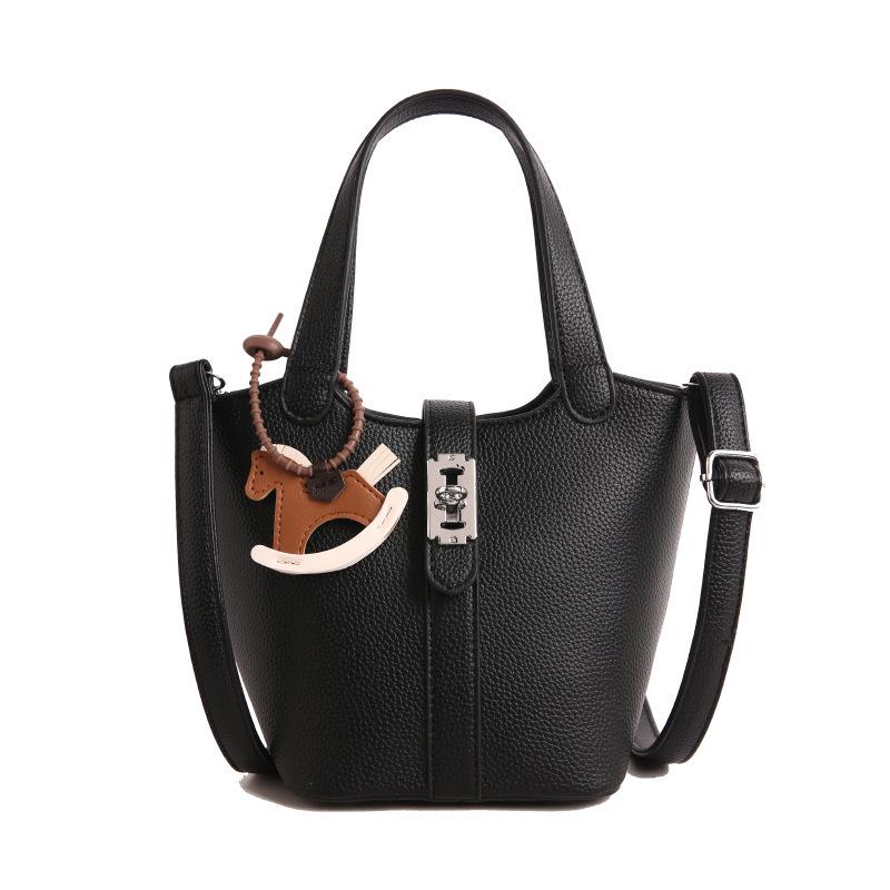 Korean Style Lychee Texture Women's Crossbody Bucket Bag - 2026 Fashionable & Versatile Handheld Vegetable Basket