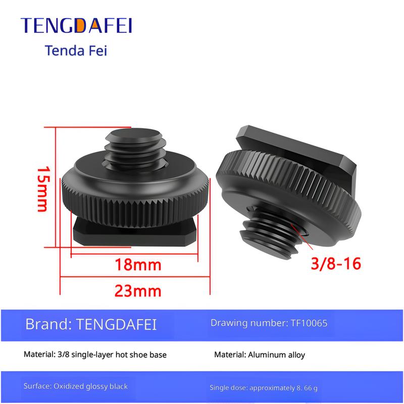 1/4 Camera Hot Shoe Mount with 3/8 Cold Shoe Adapter, 5/8 Adapter Base & Tripod Head Extension Screw for Flash Stand Base