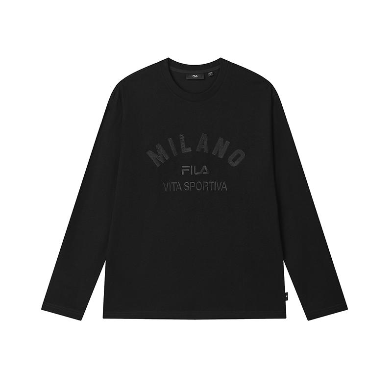 

Fila Пуловер серии Milano Универсальная мода Удобный Персонализированный Вязаный С длинным рукавом Толстовка Мужская толстовка Черный F11M515208F-BK L