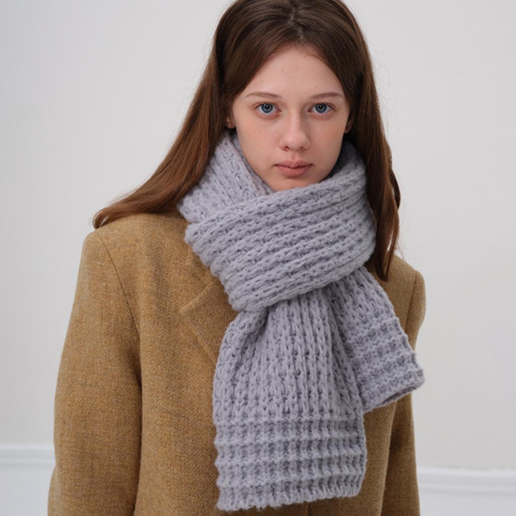 Knitted Scarf Women's Winter Thickened Warm Soft Solid Color Couple Scarf Shawl Scarf