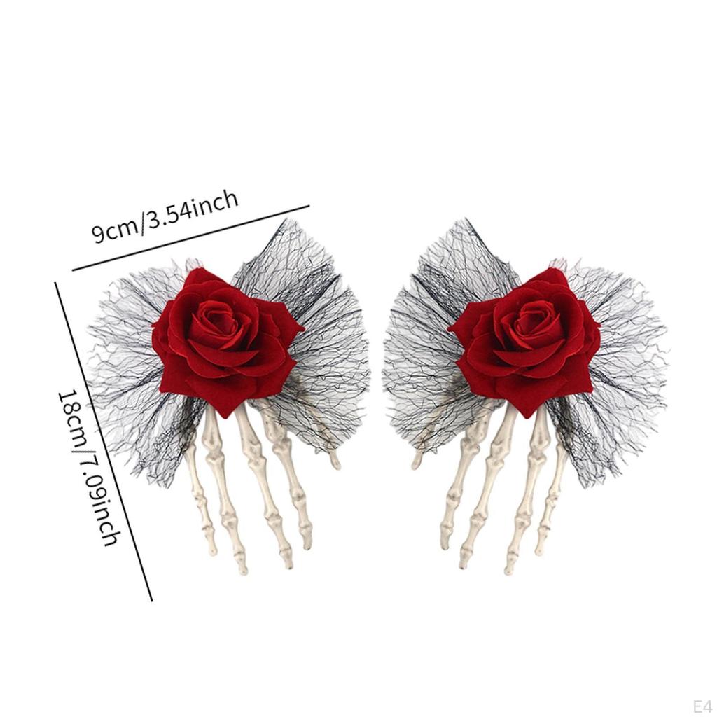 2 Pieces Halloween Hair Clips Barrettes Hairpin Skeleton Hand Jaw for Cosplay