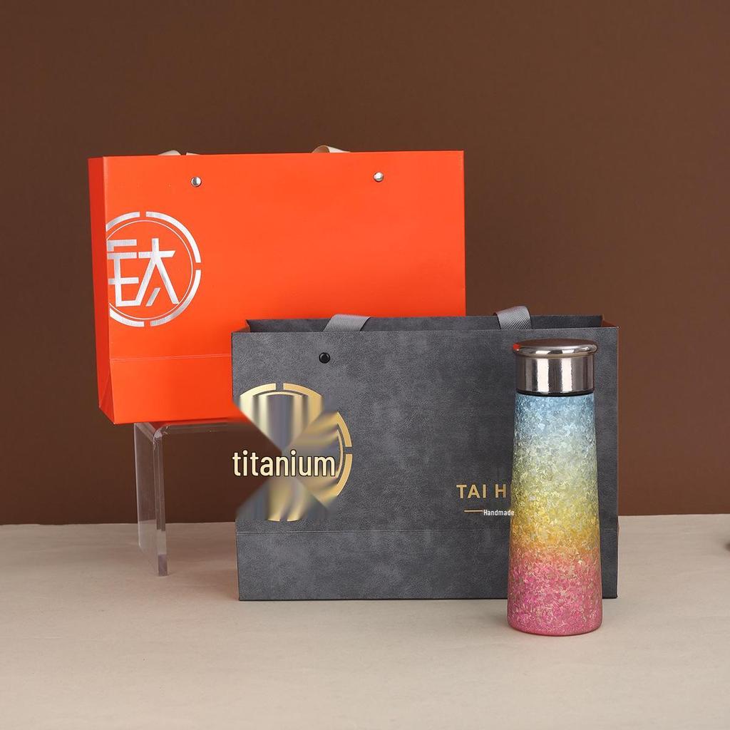 Compact Double-Walled Titanium Tea Infuser Cup with Gift Box - Portable, Thermal Vacuum Insulated for Steeping Tea