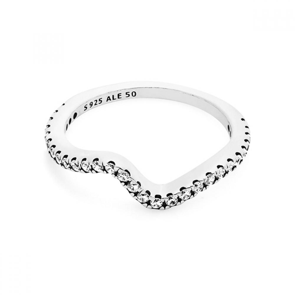 

Pandora 192539c01 Timeless Sparkling Wave Silver Ring 192539C01-50