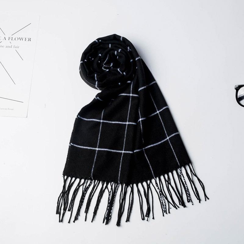 2024 Women's & Men's Beige Plaid Scarf - Versatile Japanese Style Winter Shawl