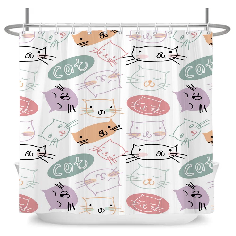 Cute Little Animal Shower Curtain Baby Room Decor Waterproof Kawaii Shower Curtain Bathtub Curtain Bathroom Textured With Hooks