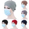 Women Solid Color Front Cross Beanie Bonnet Breathable Hat Cap with Button