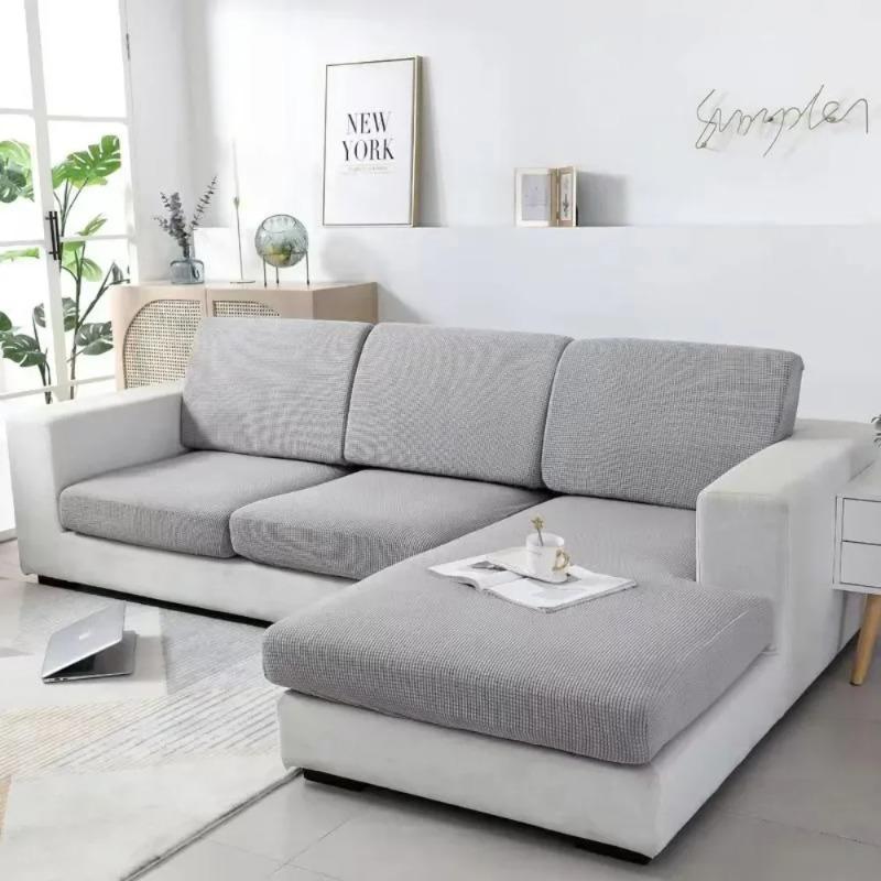 Jacquard Woven Fabric Pure Couch Fitted Covers Polar Thermal Fleece Fabric Form Fitting Sofa Seat Covers Detachable Couch Protector Furniture Cover