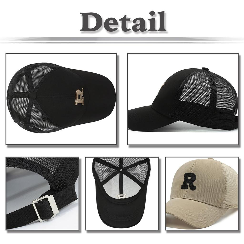 R Embroidered Cap Hat Mesh Design Casual Cool CZA020 [White Fang] Men's Women's (White)