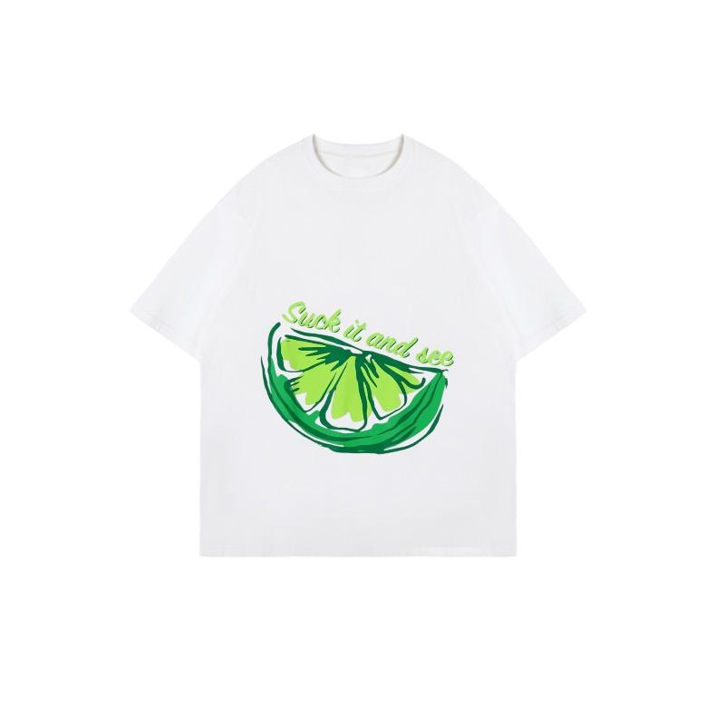 Oversized T Shirt Black Lime Slice With Suck It And See Text Casual Wear For Women Summer Street Style Fashion Top