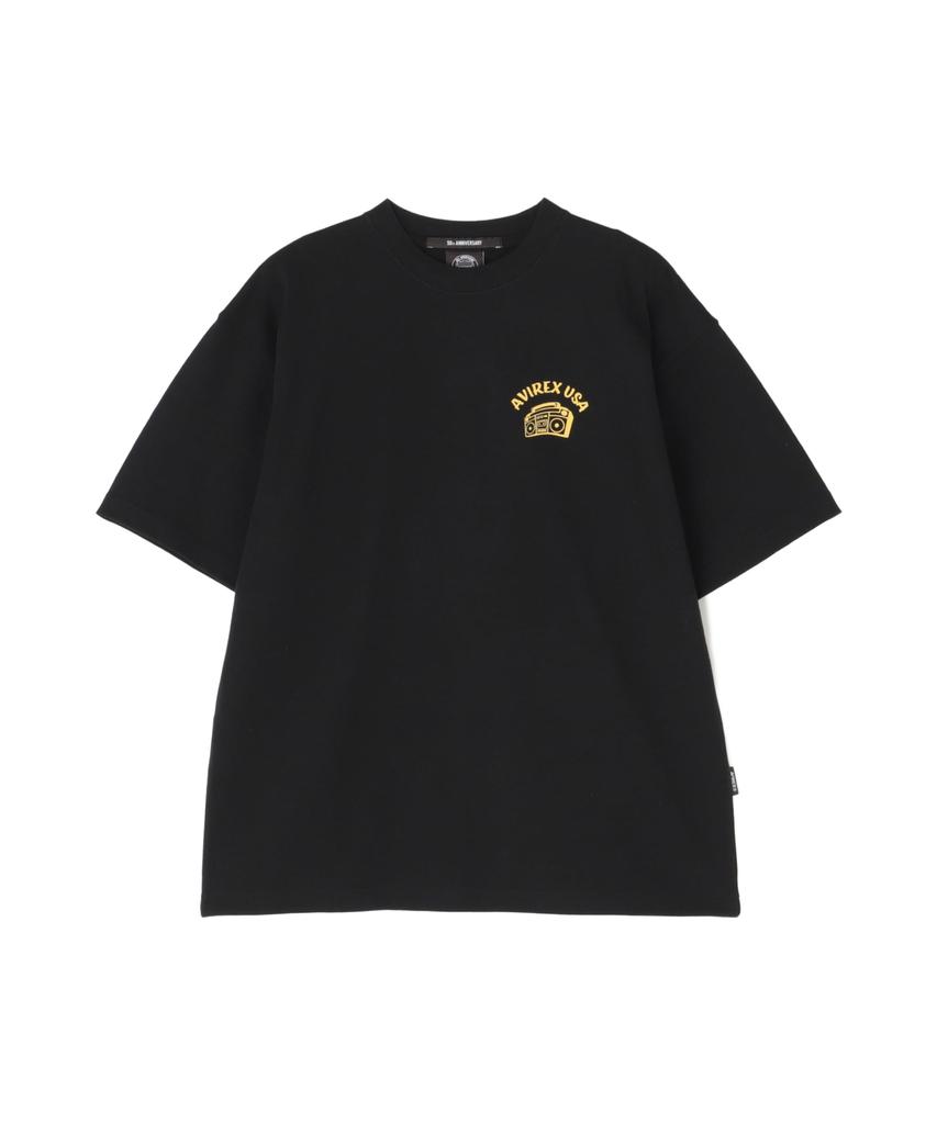 Avirex "Avirtex USA" Foaming T-Shirt, Men's Short Sleeve T-Shirt, Size M, Black, 783-5134032