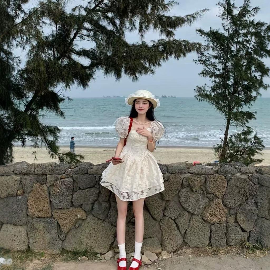 Girls dopamine dress summer Internet celebrity explosion retro Korean ins senior design sense a word skirt