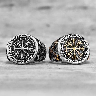 Wikinger Piraten Axt Retro Totem Edelstahl Herren Ringe Punk Trendy für Männlich Freund Biker Schmuck Kreativität Geschenk