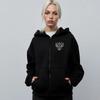 Unisex Oversized Hooded Zip-Up Sweatshirt With Cartoon Print Loose Fit Cotton Long Sleeve Streetwear