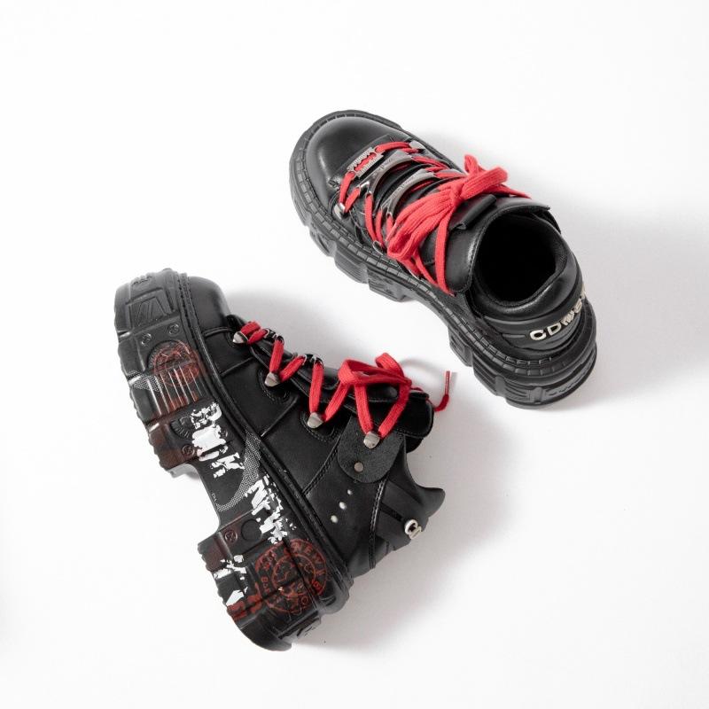 Retro Spanish Tank Sole Metal Platform Small Leather Dark Punk Muffin Bottom Street Shot Heightening Single Shoes