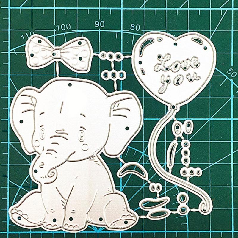 652F Elephant Cutting Dies Metal Die Cuts Embossing Stencil for Birthday Card Making