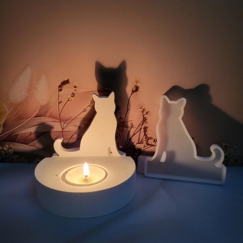 Cats Resin Molds Dog Silicones Molds for Making Tealight Holder Decorations Holiday Gift Room Decorations DIY Craft
