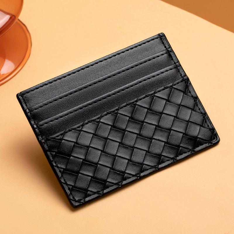 

Knitted Leather Card Holder: Ultra-Thin, Multi-Slot, Unisex ID and Credit Card Case