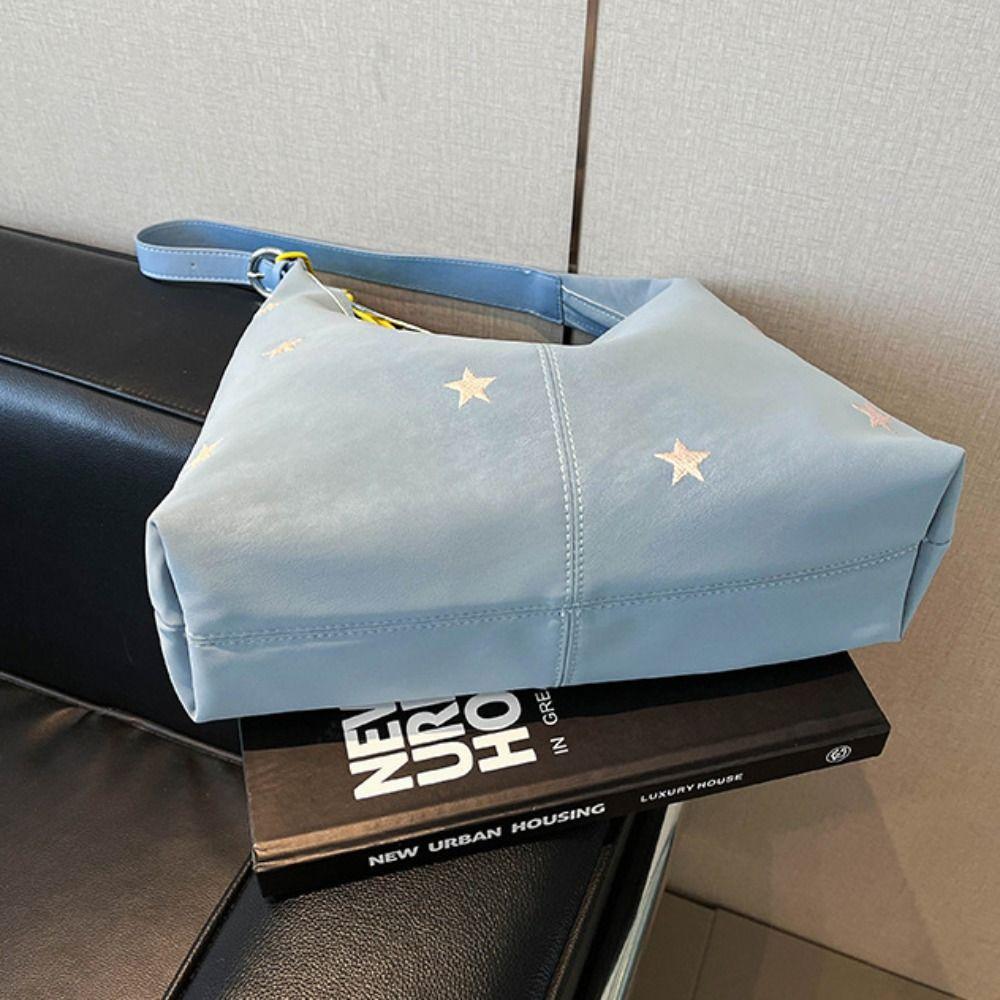 Cute Star Embroidered Shoulder Bag Five-pointed Star Tote Bag Casual Hobo Bag Office Worker