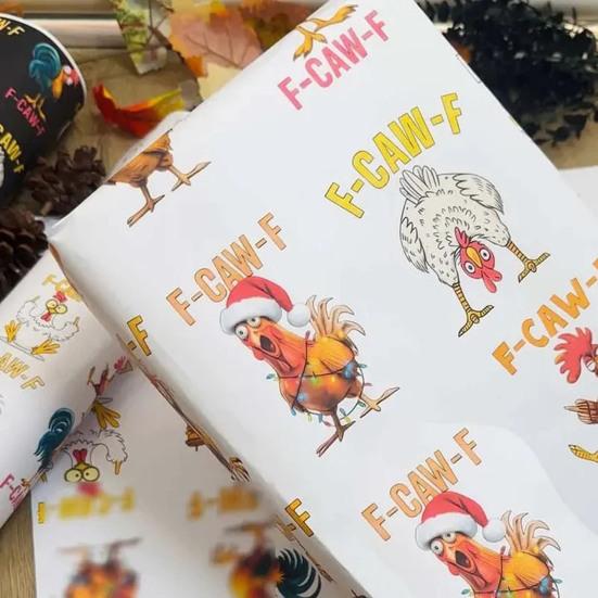 3Pcs Wrapping Paper Chicken Crow Funny Farm Animal Gift Wrap Decorative Printed