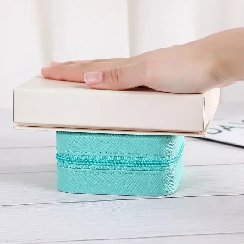 Portable Travel Jewelry Box Necklace Earrings Ring Jewelry Organizer Display Pu Leather Storage Large Capacity Jewelry Case