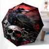 1pc Crow and Skull Pattern Beautiful Looking Automatic Folding Umbrella, 3 Folding, 8 Iron Frame Design, Durable and Suitable for Travel and Dail