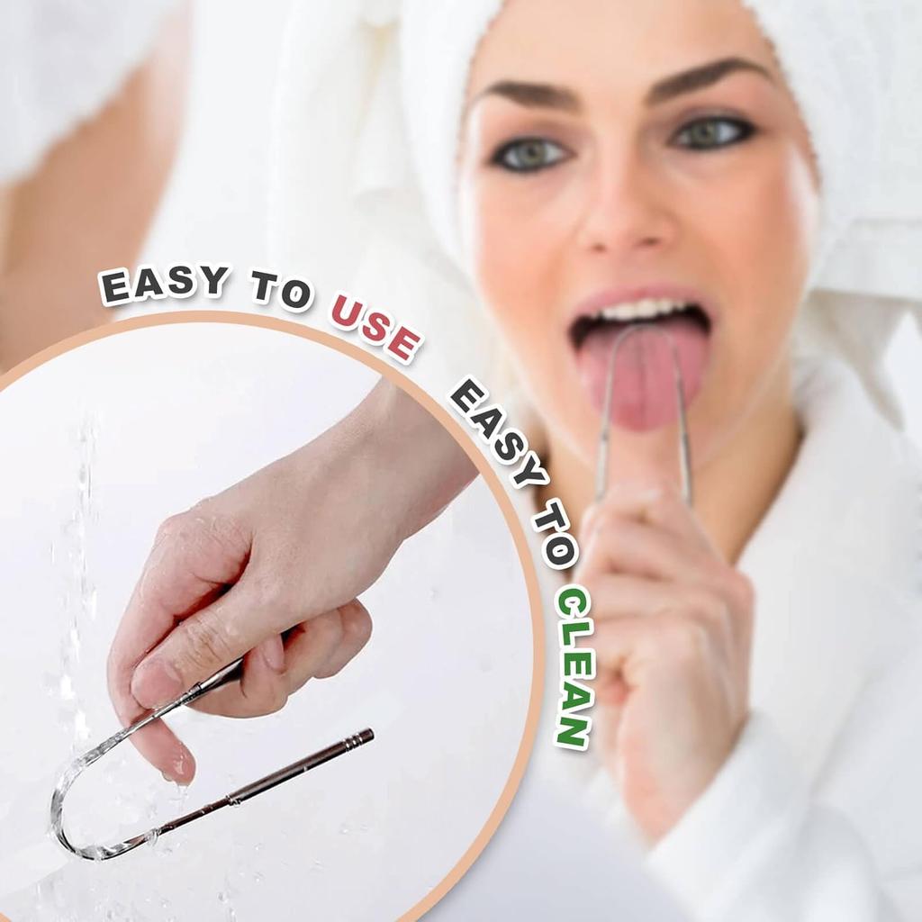 1Pcs Steel Tongue Scraper U-shaped Metal Fresh Breath Cleaning Coated Tongue Oral Hygiene Care Tools Daily Oral Cleaning Product