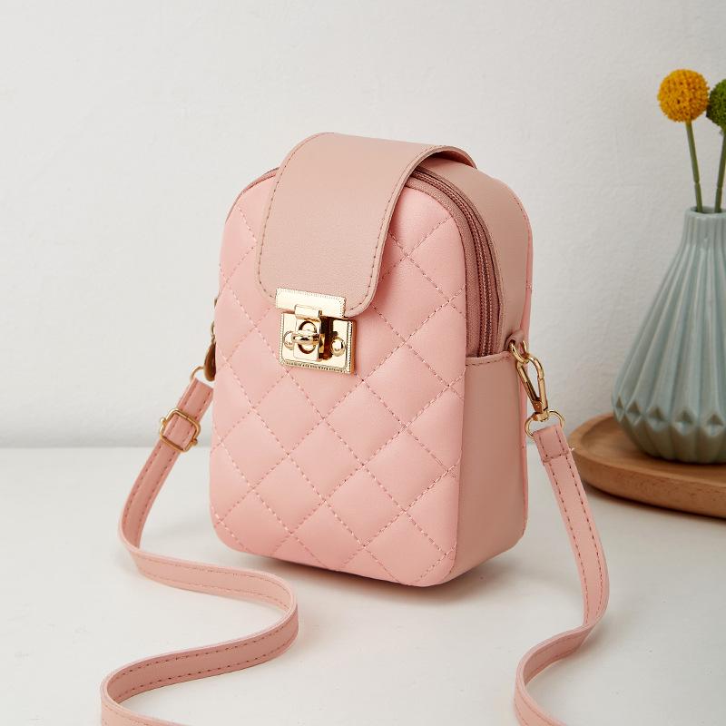 Embroidered Diamond Pattern Crossbody Phone Bag - 2023 Ladies' Versatile Single Shoulder Bag