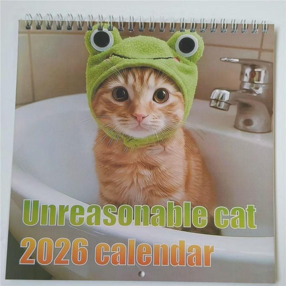 One Month to View 2026 Cat Calendar Memo Planner Monthly & Daily Planner Cute 2026 Wall Calendar