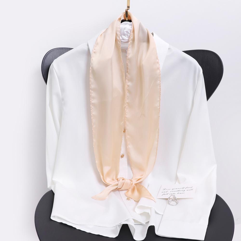 

Spring And Summer Satin Long Scarf For Women Sunscreen Shawl Fashionable Beauty Scene Satin Long Scarf Versatile Travel Scarf 130*12.5