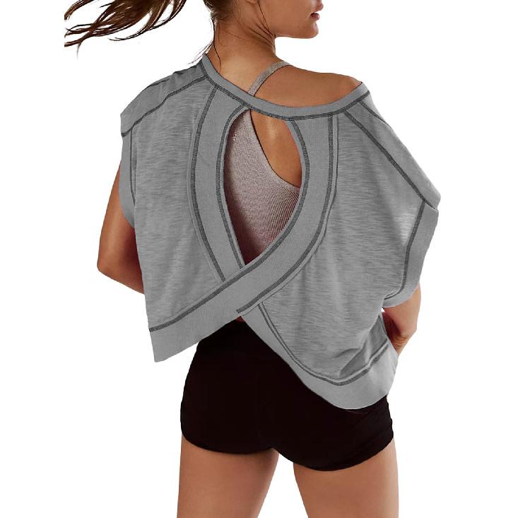 Summer Daily Short Sleeved New Women'S Beautiful Back Sports Yoga T-Shirt Loose Casual Breathable Short Top
