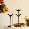 Gothic Bat Shape Candelabra Halloween Decoration Iron Taper Candleholder Easy Setups Festives Table Centerpieces Decors