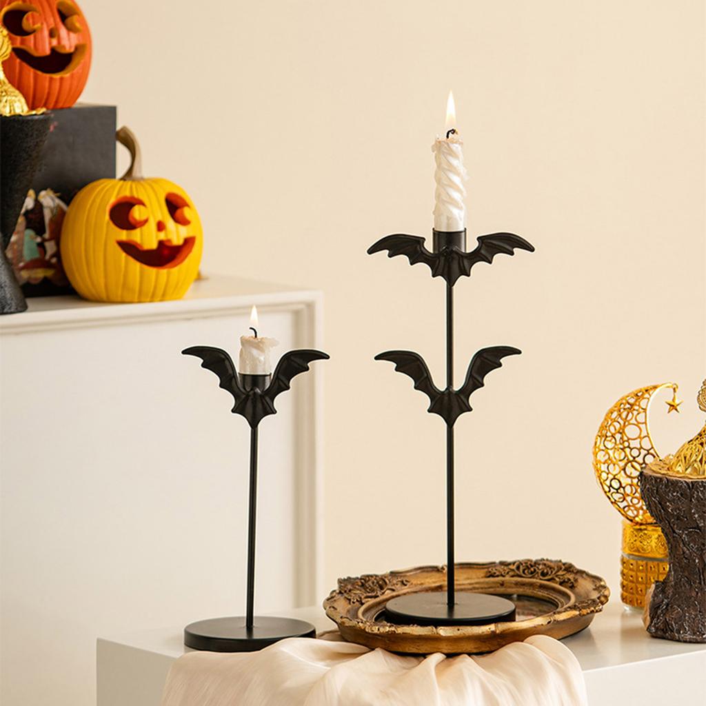 Gothic Bat Shape Candelabra Halloween Decoration Iron Taper Candleholder Easy Setups Festives Table Centerpieces Decors