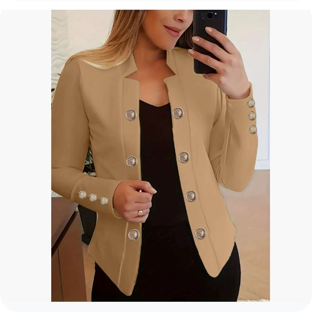 Women's Fashion Cuff Button Small Suit Double Button Cardigan Top
