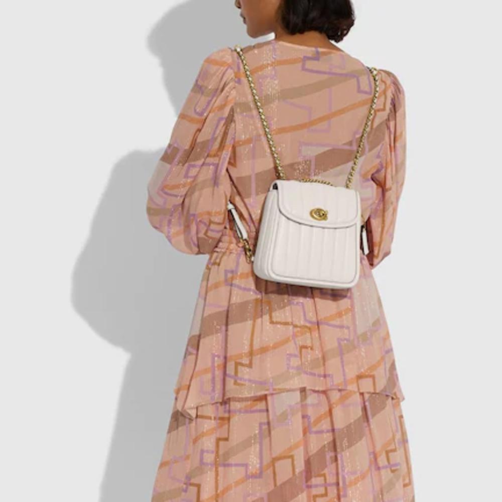 New COACH Leather Shoulder Bag, Crossbody Bag, Backpack Trumpets Women's White 4688-B4HA