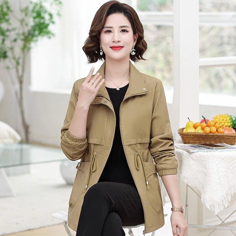 2026 New Fashion Casual Women Windbreaker Spring Autumn Short Coat Fashion Plus Size Stand-Up Collar Ladies Jacket XL хаки