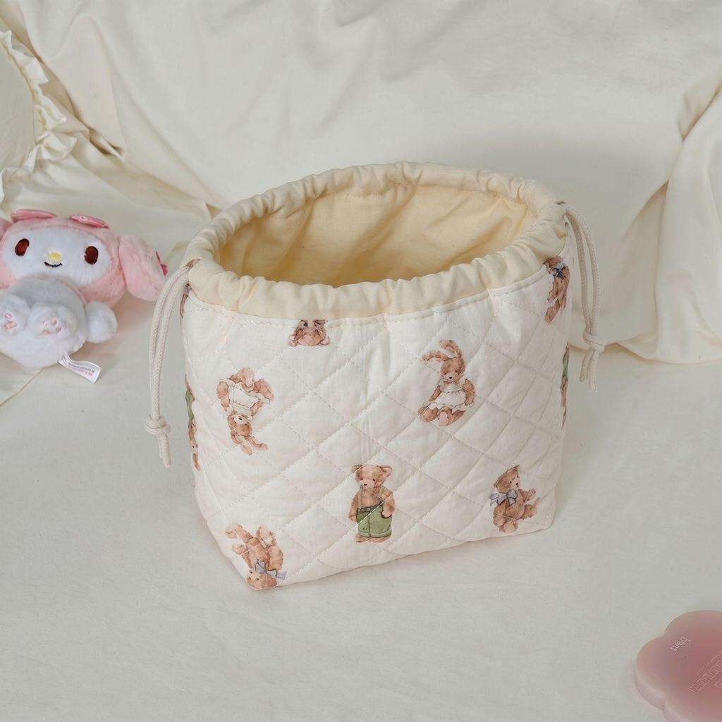 Premium Quilted Travel Storage Pouch: Large Capacity, Cute Drawstring Design