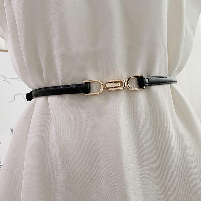 Fashionable Skinny PU Leather Alloy Buckle Custom Design Thin Skinny Faux Leather Belt For Jeans Dress