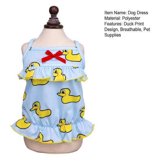 Dog Slip Dress Breathable Summer Yellow Duck Print Ruffle Pet Sleeveless Dress Pet Costume Outfit Apparel for Small Dogs