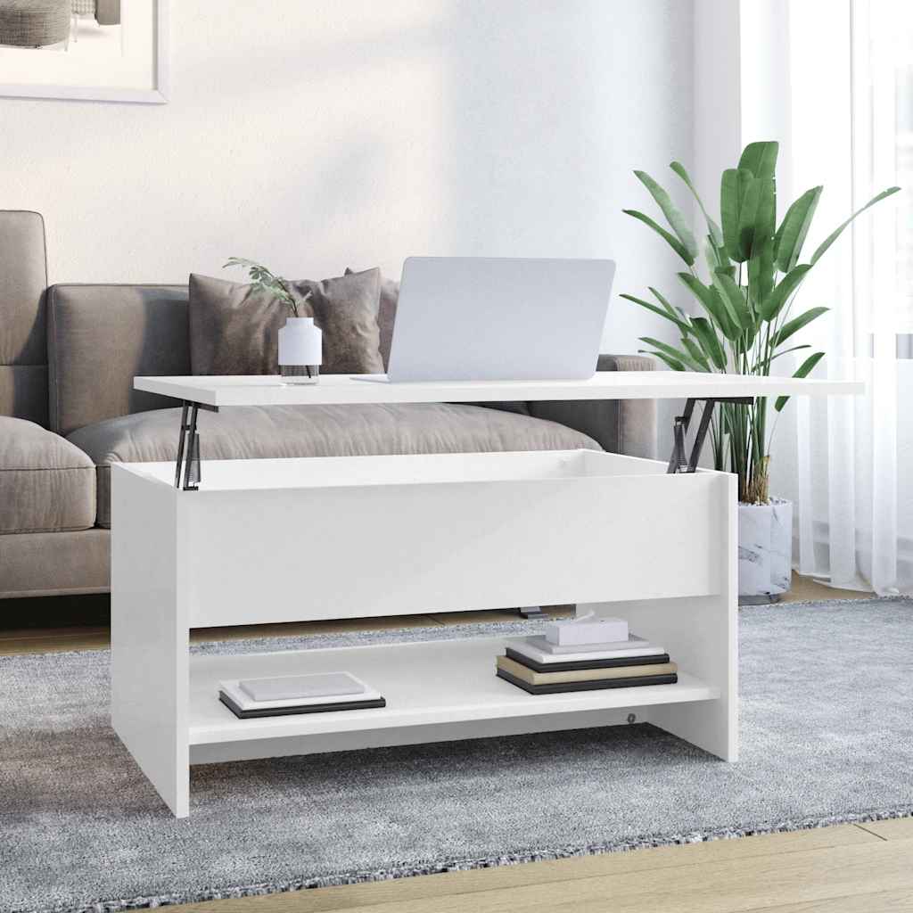 Glossy White Coffee Table 80 X 50 X 40 Cm Engineered Wood