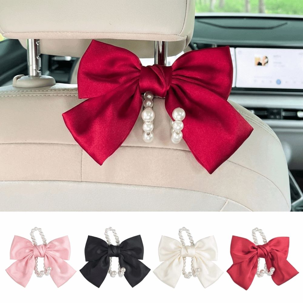 Pearl Ornament Seat Back Hanger Bowknot Design Car Organizer Auto Accessory Daily Storage