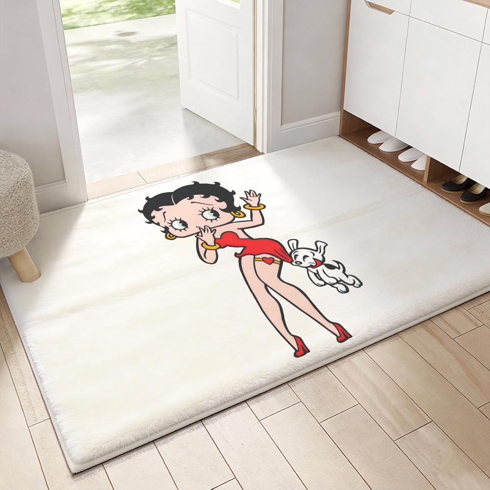 Cute B-Betty Boop Floor Mat Soft Thickened Flannel Door Mat Non-Slip Living Room Rug Home Decor