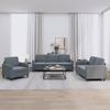 Vidaxl 3-Cz. Living Room Set, Dark Grey, Upholstered In Velvet
