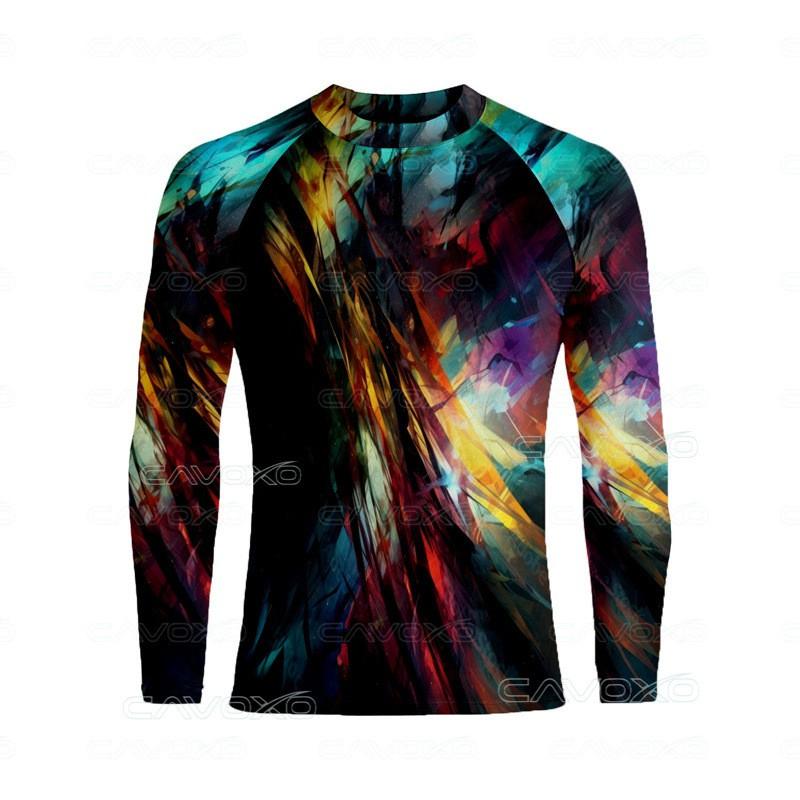 Colorful Long Sleeve Rash Guard UPF50 Sun Protection Top Surfing Diving Swimming