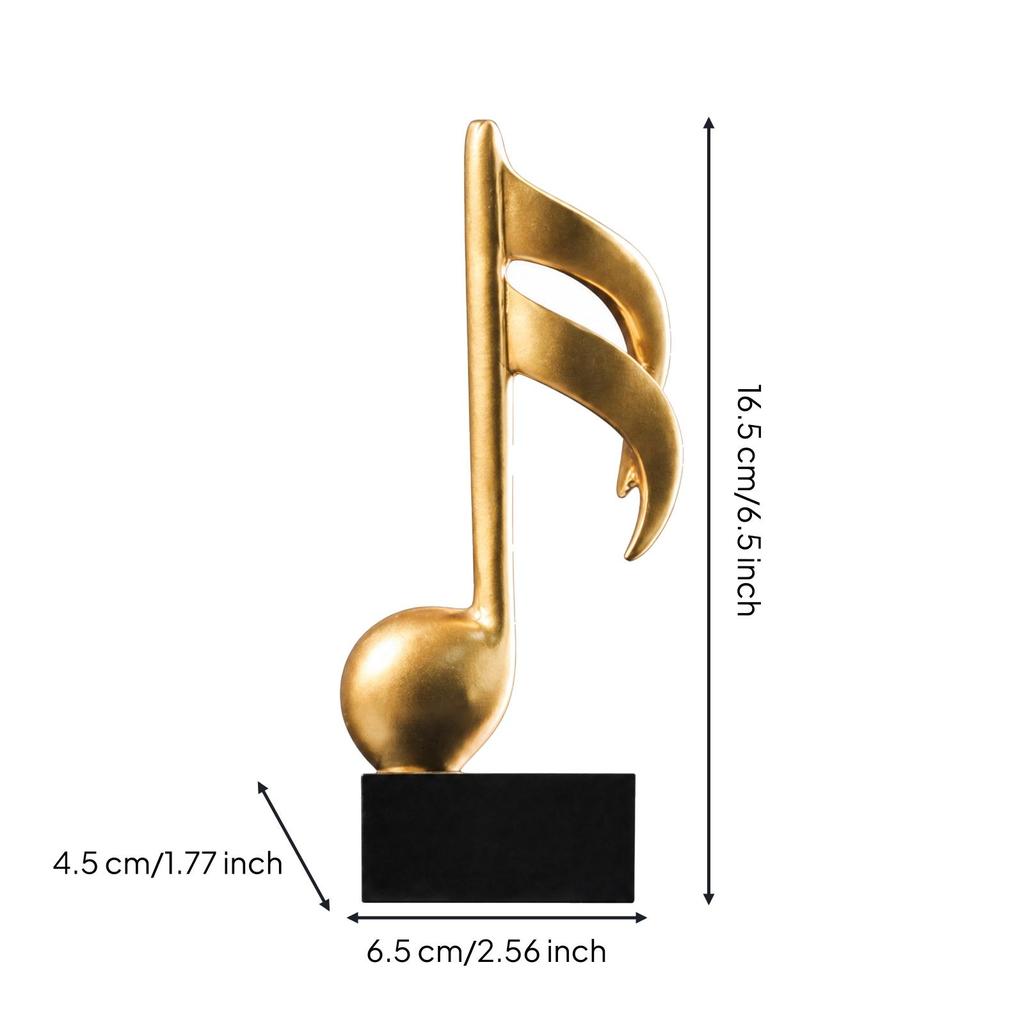 Musical Note Ornament with Ebony Base Elegant Freestanding Tabletop Decor Set