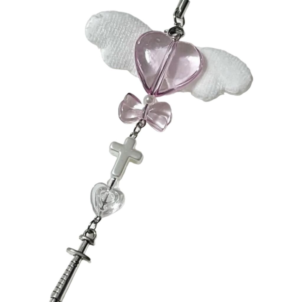 Cute Bowknot Heart Bead Keychain Pendant Bag Phone Pendant Women Backpack Handbag Charm Lovely Hanging Decoration