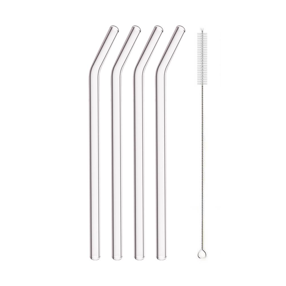 8mm High Borosilicate Glass Straw 3/5/10/11Pcs Reusable Eco Friendly Drinking Straws Set Bubble Tea Smoothies Bar Accessories